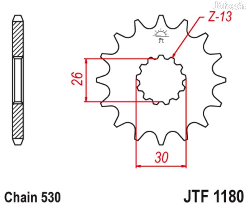 JT SPROCKETS Acél zajmentes első lánckerék 1180 - 530