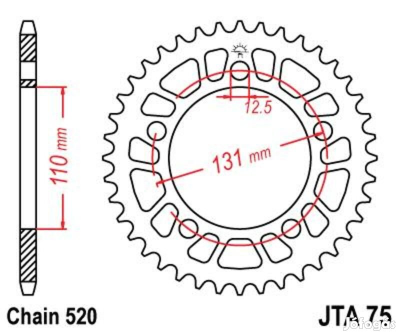 JT SPROCKETS Alumínium Ultra-Könnyű Hátsó Lánckerék 75 - 520