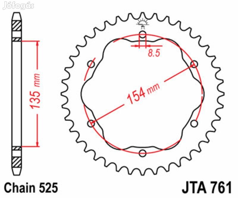 JT SPROCKETS Alumínium Ultra-Könnyű Hátsó Lánckerék 761 - 525 - JT SPR