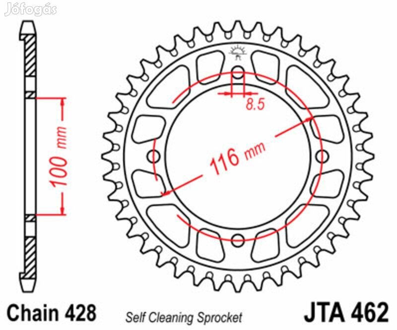JT SPROCKETS Alumínium Ultra-Könnyű Öntisztító Fekete Hátsó Lánckerék