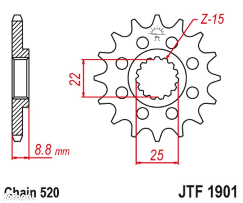 JT SPROCKETS acél standard első lánckerék 1901 - 520