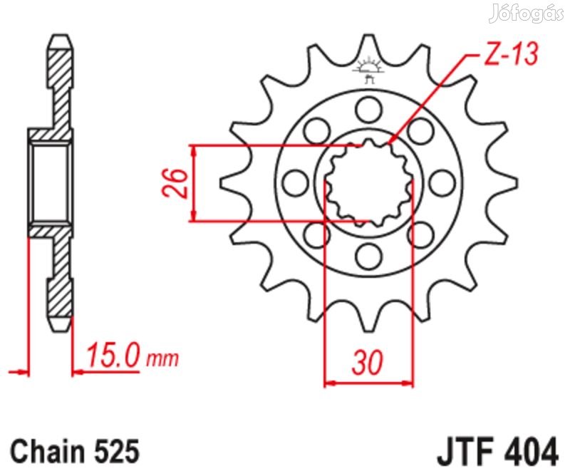 JT SPROCKETS acél standard első lánckerék 404 - 525