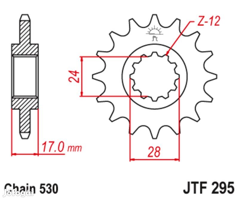 JT SPROCKETS acél zajmentes első lánckerék 295 - 525