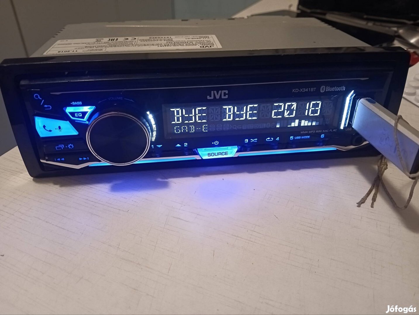 JVC Bluetooth fejegység, autórádió, USB, AUX