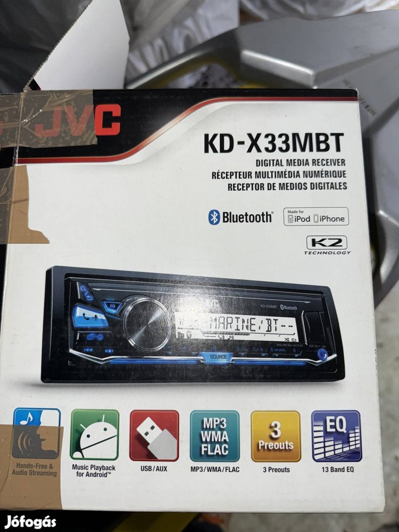 JVC KD-X33MBT "1din"Bluetooth, távvezérlő, vizallo audió 4x50W