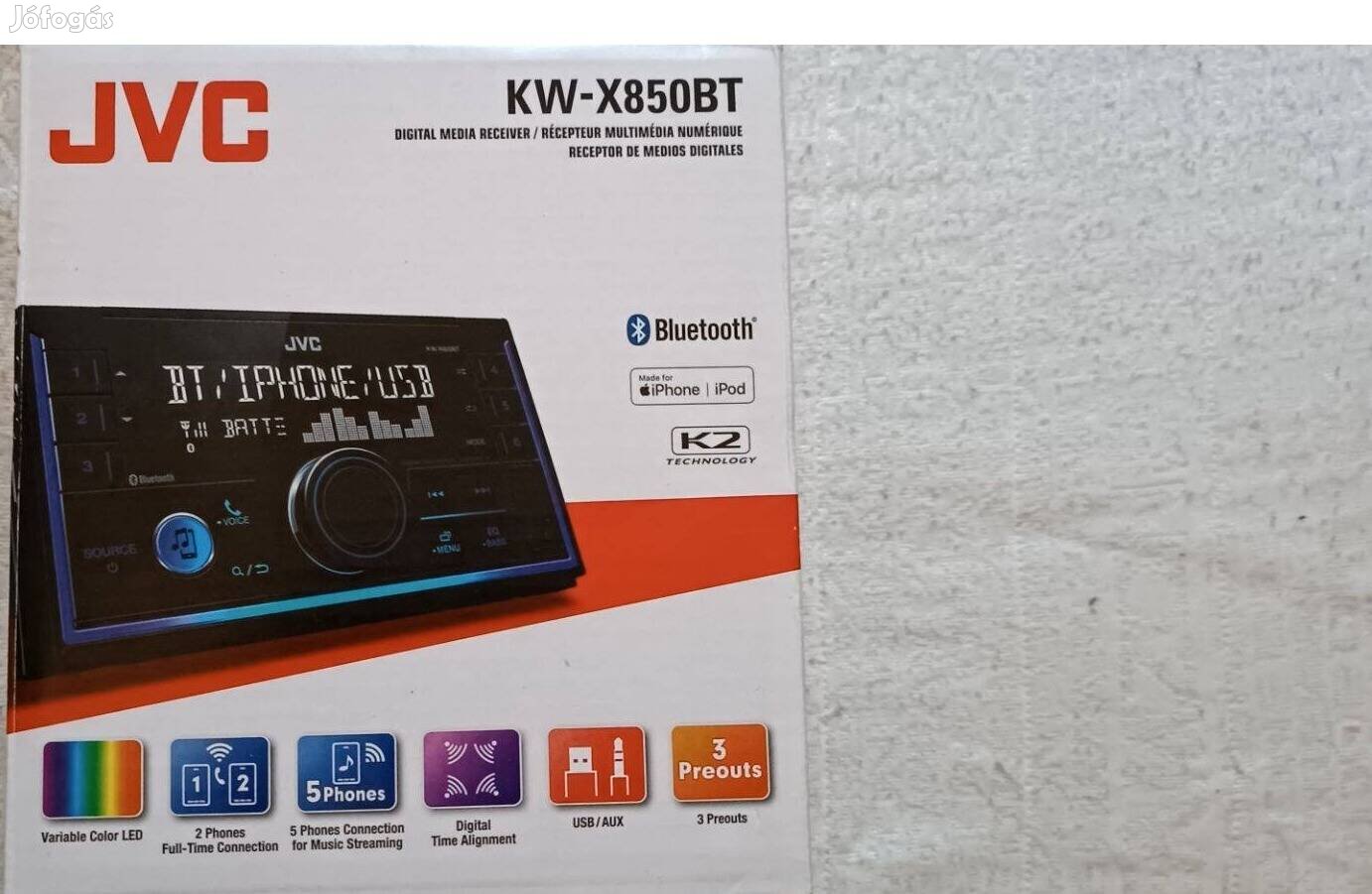 JVC KW-X850BT 2Din autó fejegység