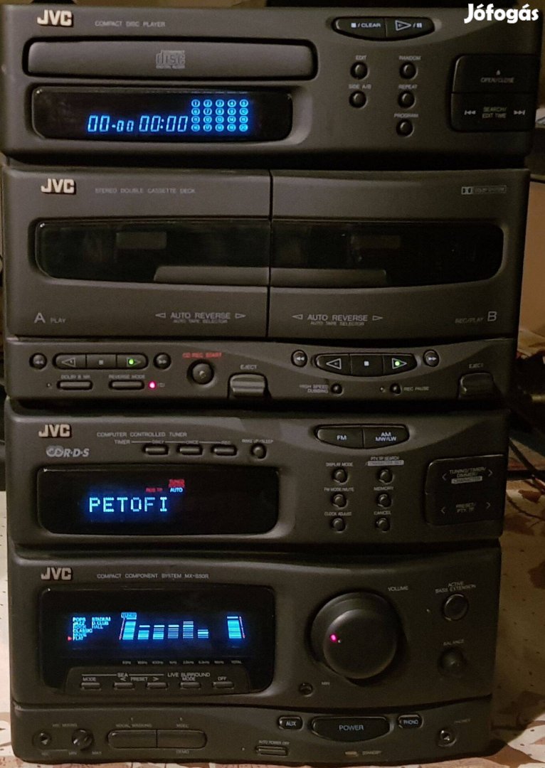 JVC nagyteljesítményű equalizeres hifi erősítő, RDS deck cd sony f4