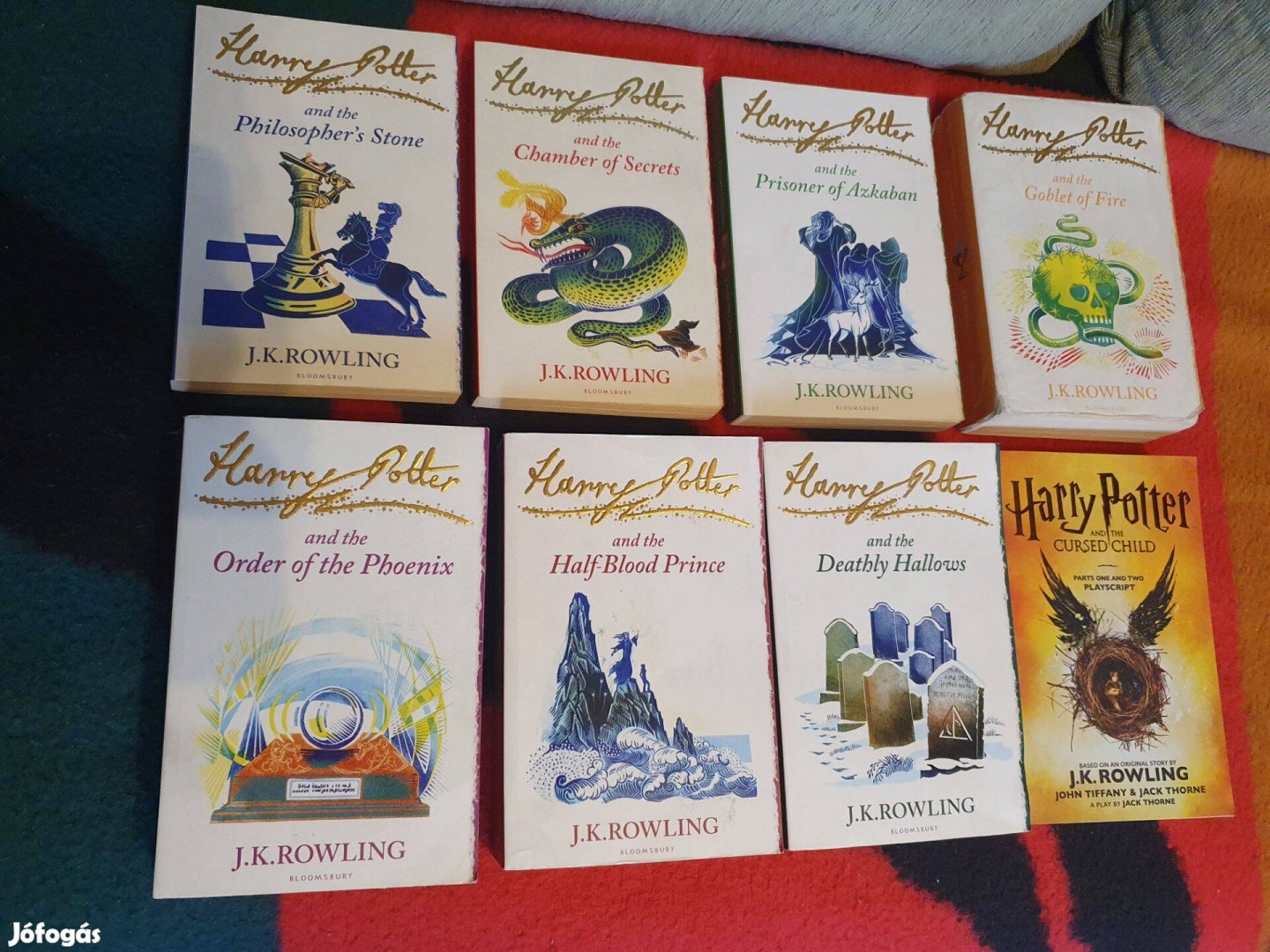 J.K.Rowling: Harry Potter - 8 kötet, angol nyelvű könyvsorozat+ajándék