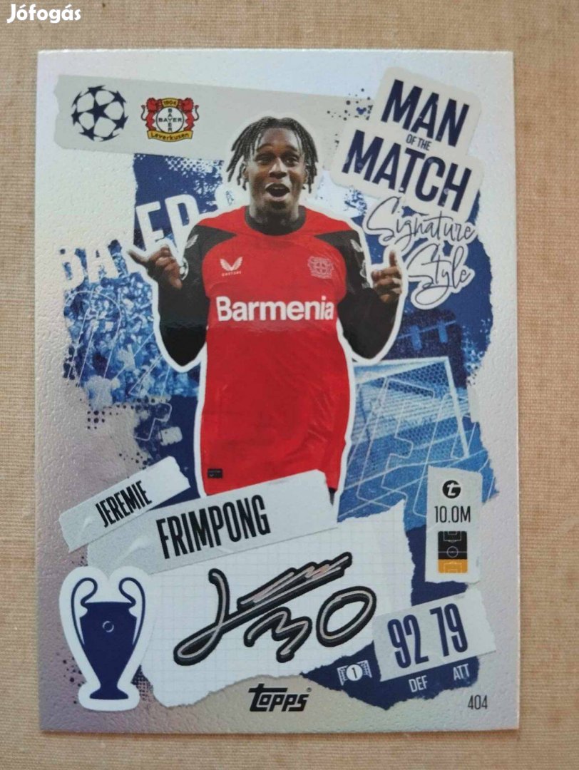 J. Frimpong (Leverkusen) Man of the Match BL 2024/25 focis kártya