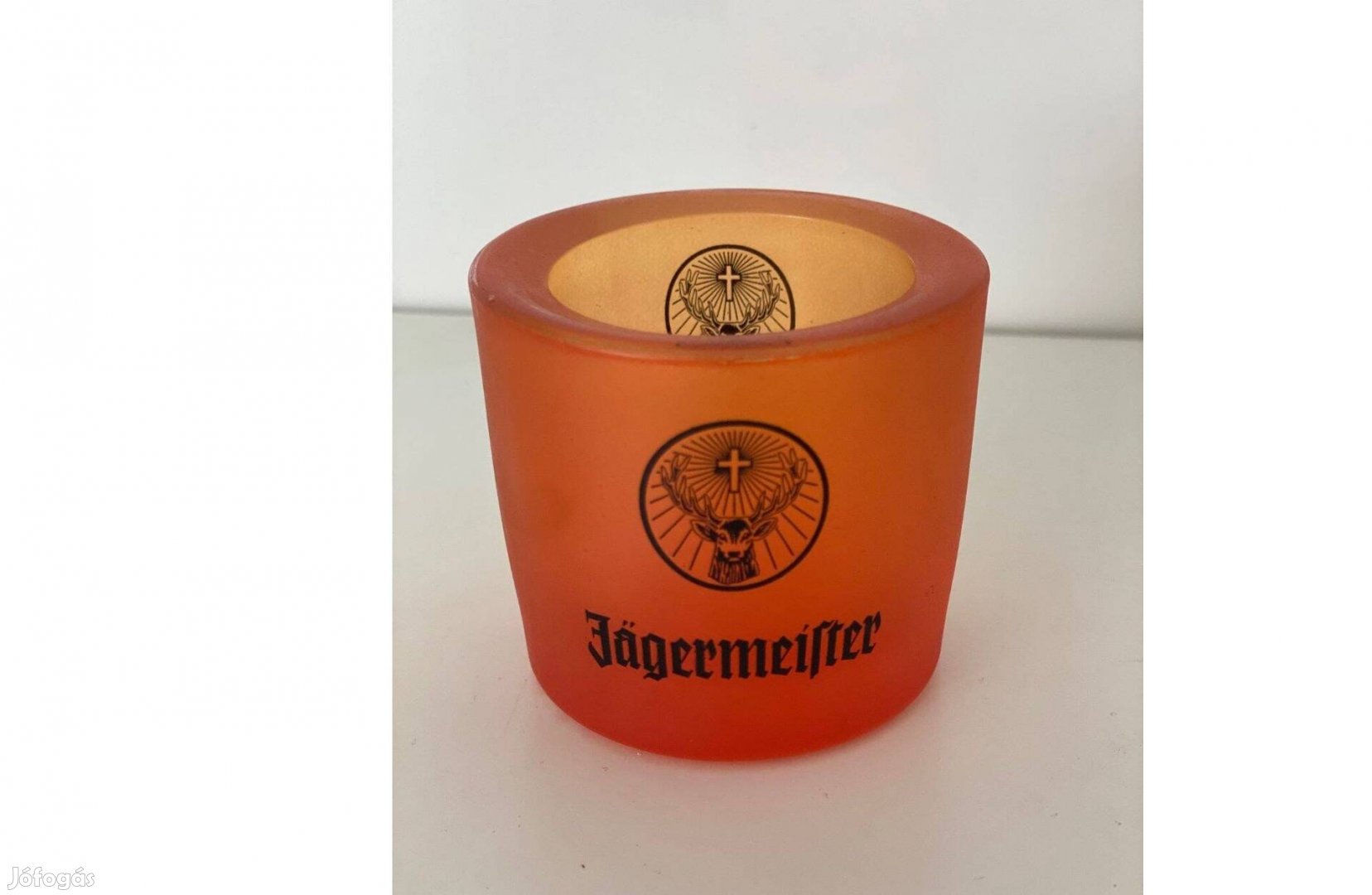 Jägermeister narancssárga üveg mécsestartó újszerű 6 cm