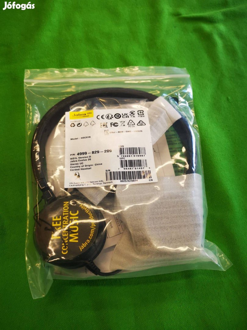 Jabra Evolve 20 USB-s vezetékes headset otthoni munkákhoz