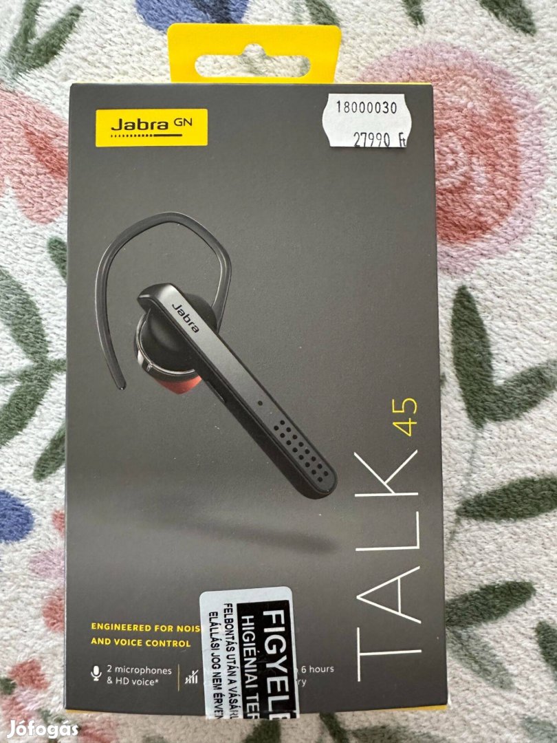 Jabra Talk 45 bluetooth fülhallgató szett Mono (v4.0, multipoint) Feke