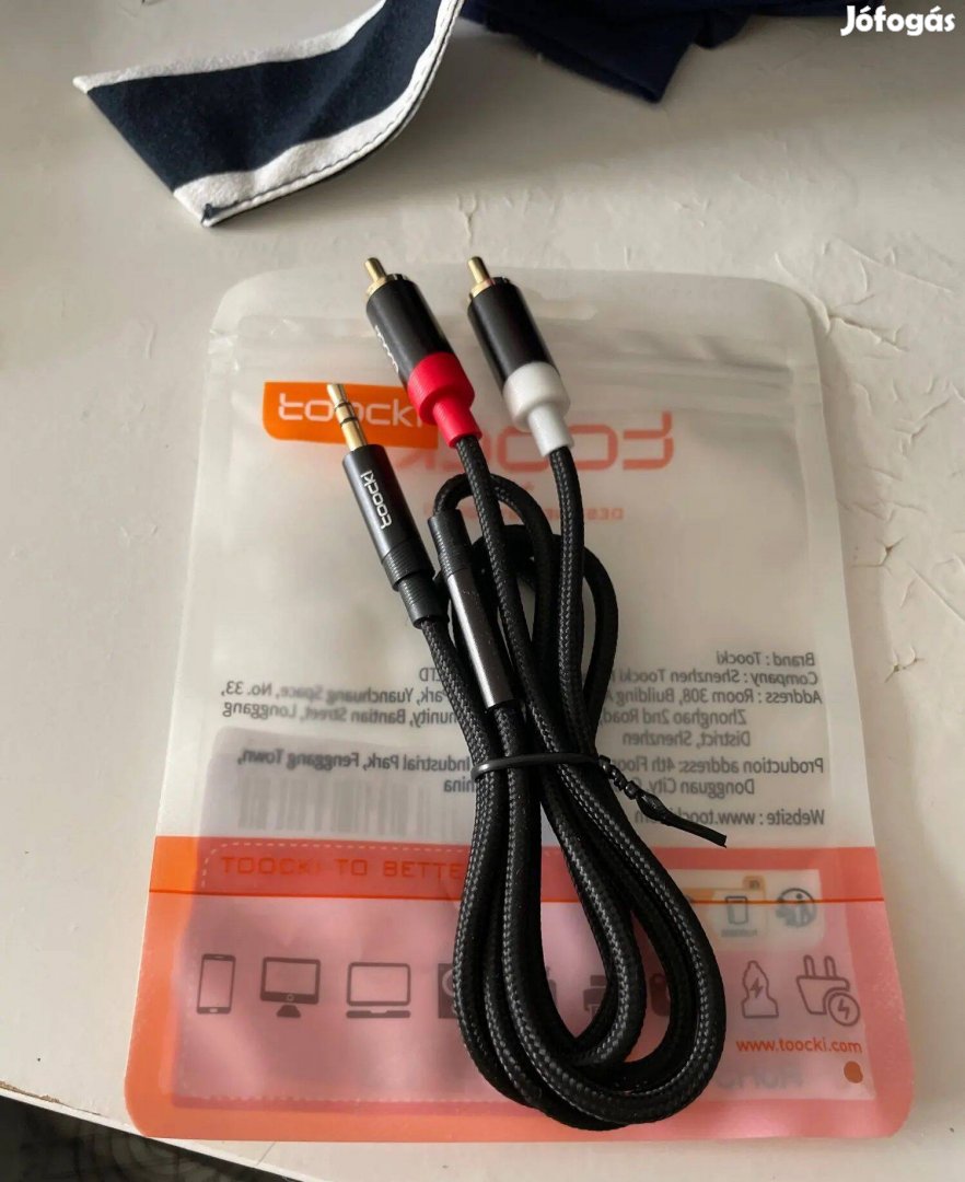 Jack 3.5mm 2RCA Aux Audió Kábel 2 méter Új