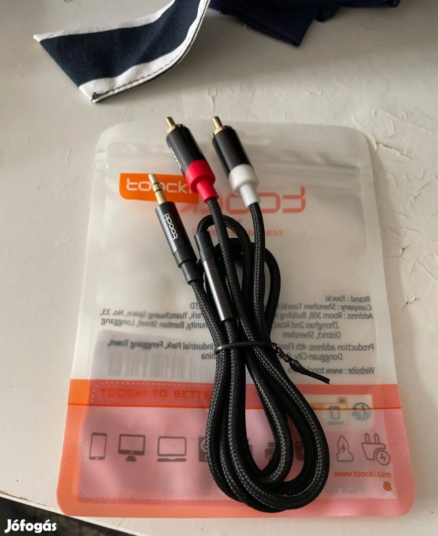 Jack 3.5mm 2RCA Aux Audió Kábel 2 méter Új