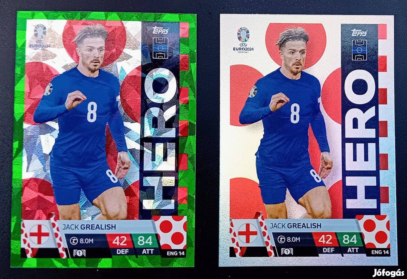 Jack Grealish Anglia Hero, Green Emerald Crystal Parallel focis kártya