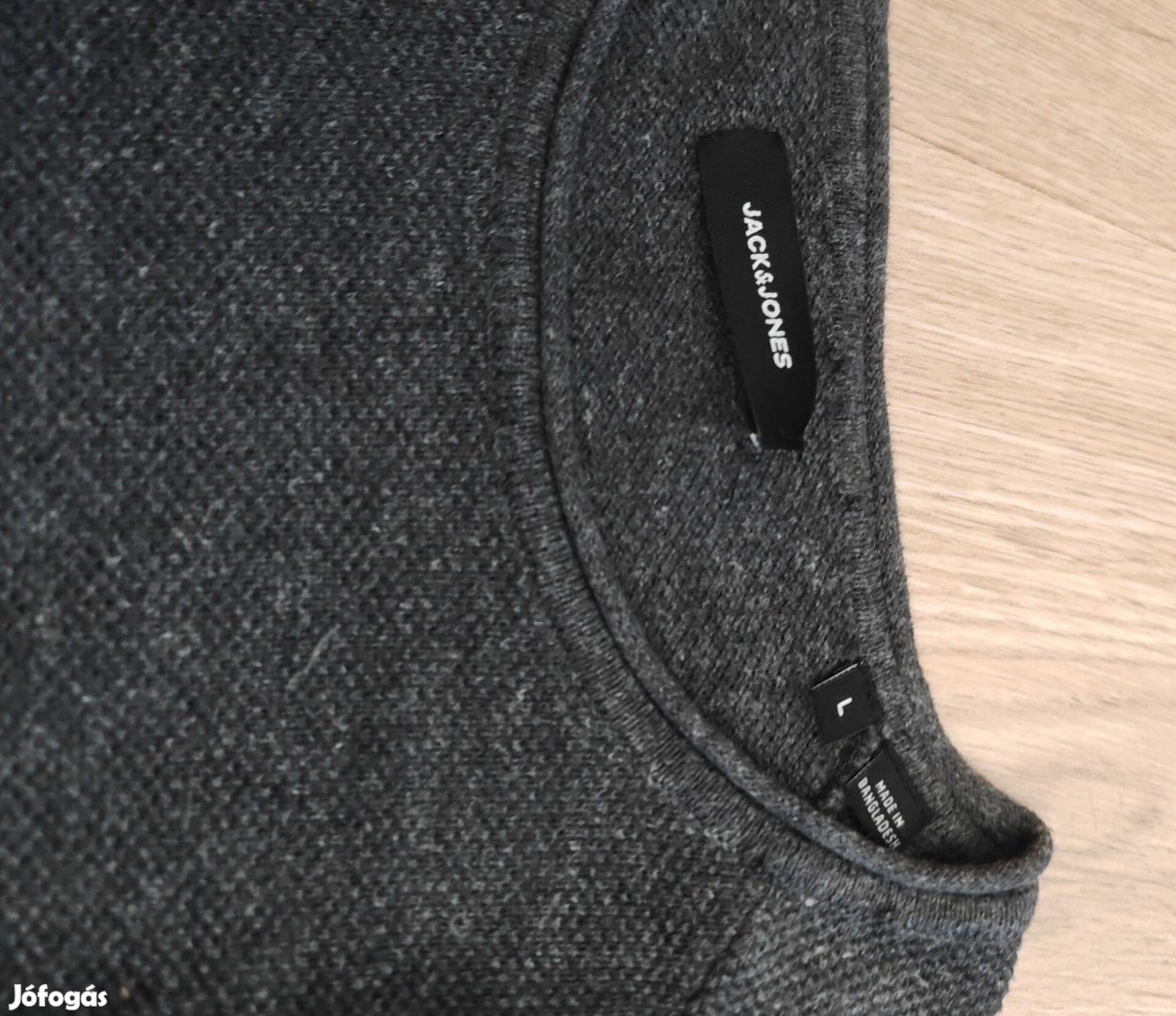 JackJones grafit finomkötött férfi pulóver L