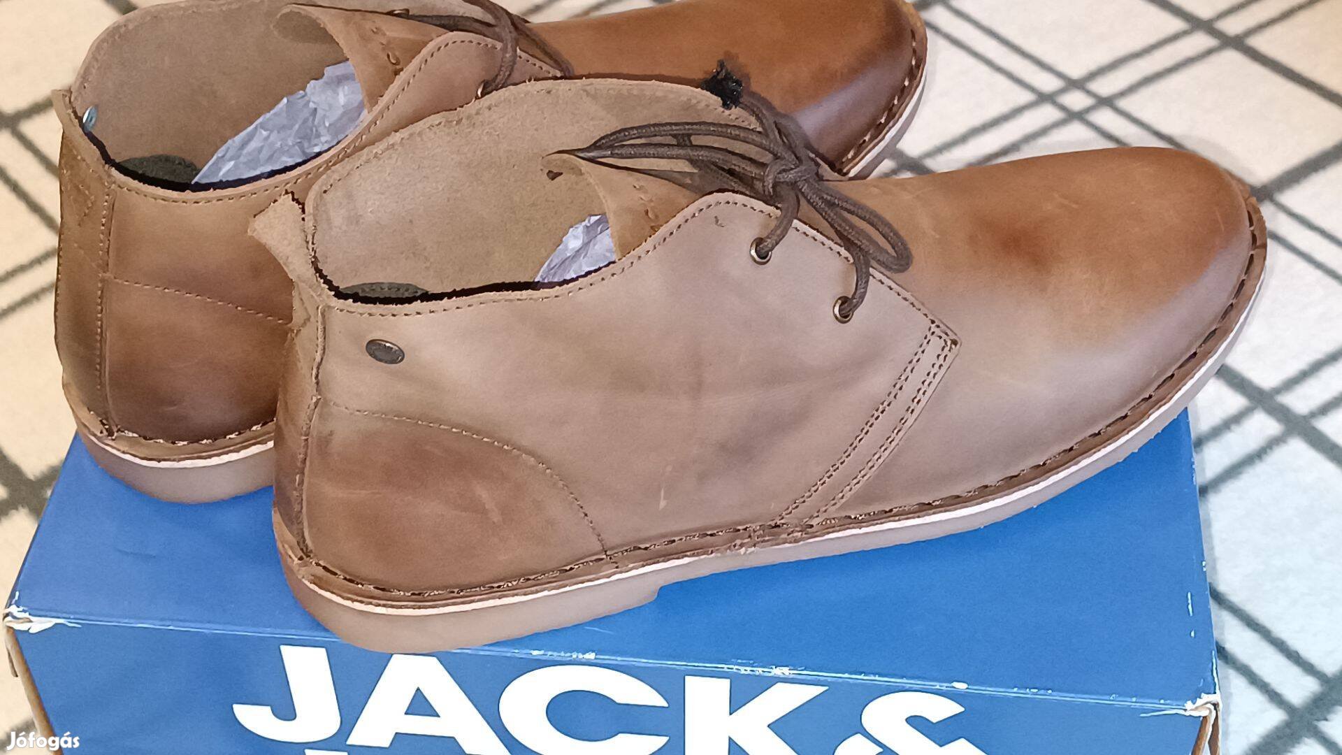 Jack & Jones 46-os új, cimkés, valódi bőr cipő