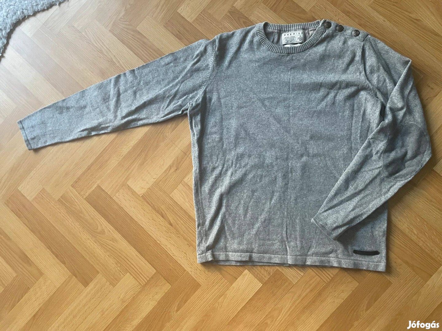 Jack & Jones Premium szürke gombos pulóver