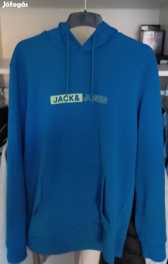 Jack & Jones kapucnis pulóver kék, új 