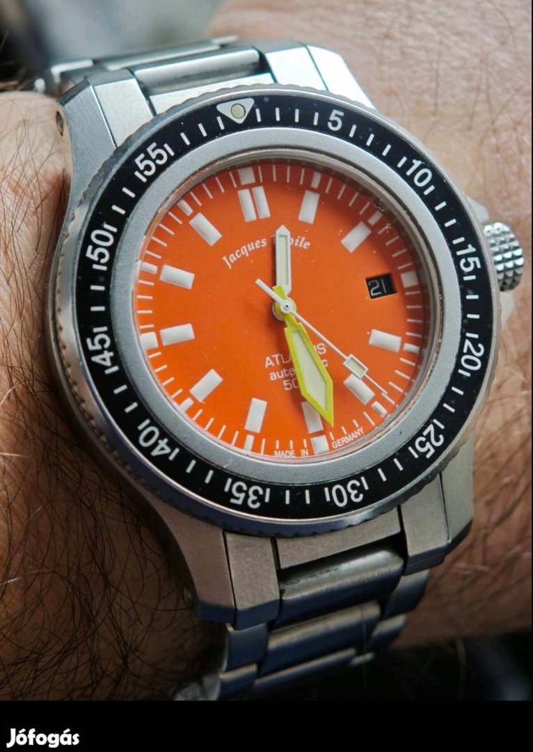 Jacques Etoile Atlantis narancssárga búvár óra