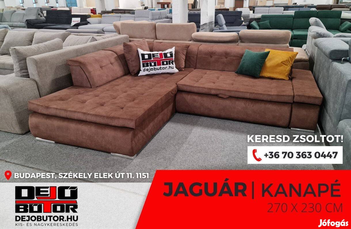 Jaguár hideg habos sarok kanapé ülőgarnitúra 230x270cm ágyazható barna