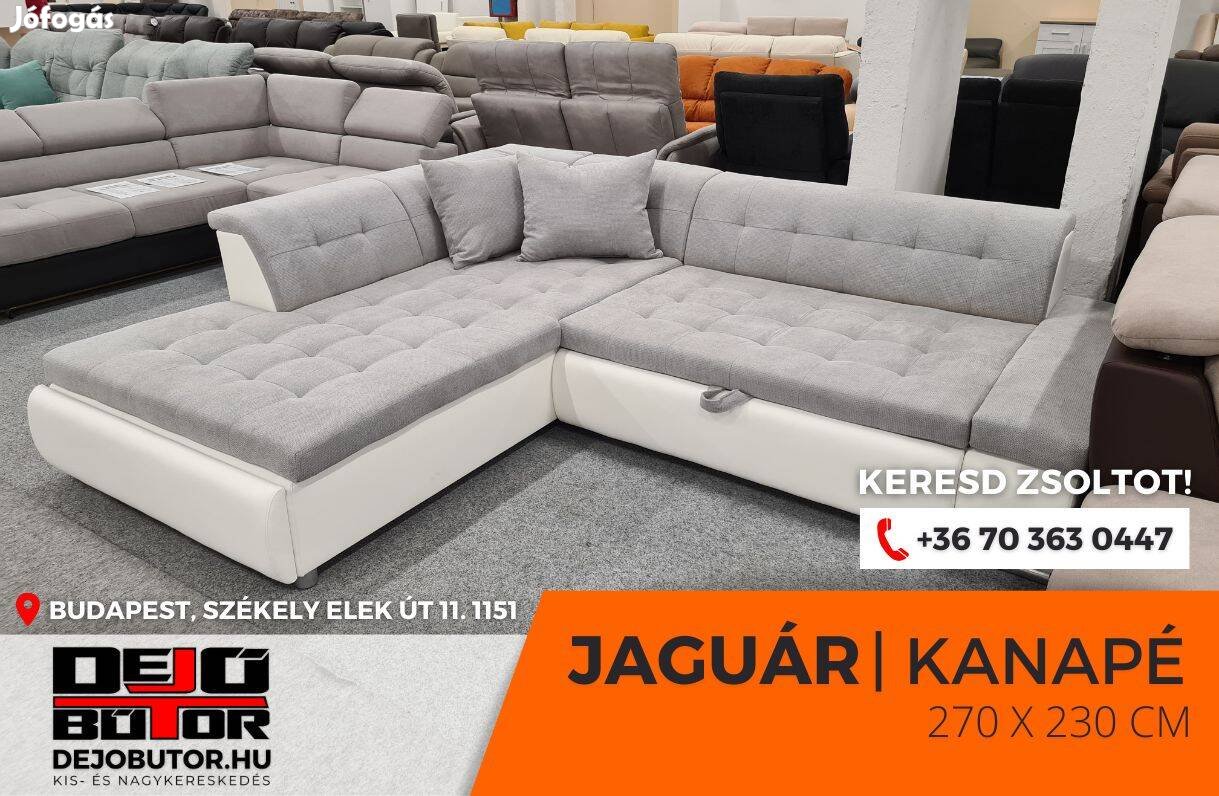 Jaguár sarok kanapé 270x230 cm ágyazható ülőgarnitúra gray szivacsos