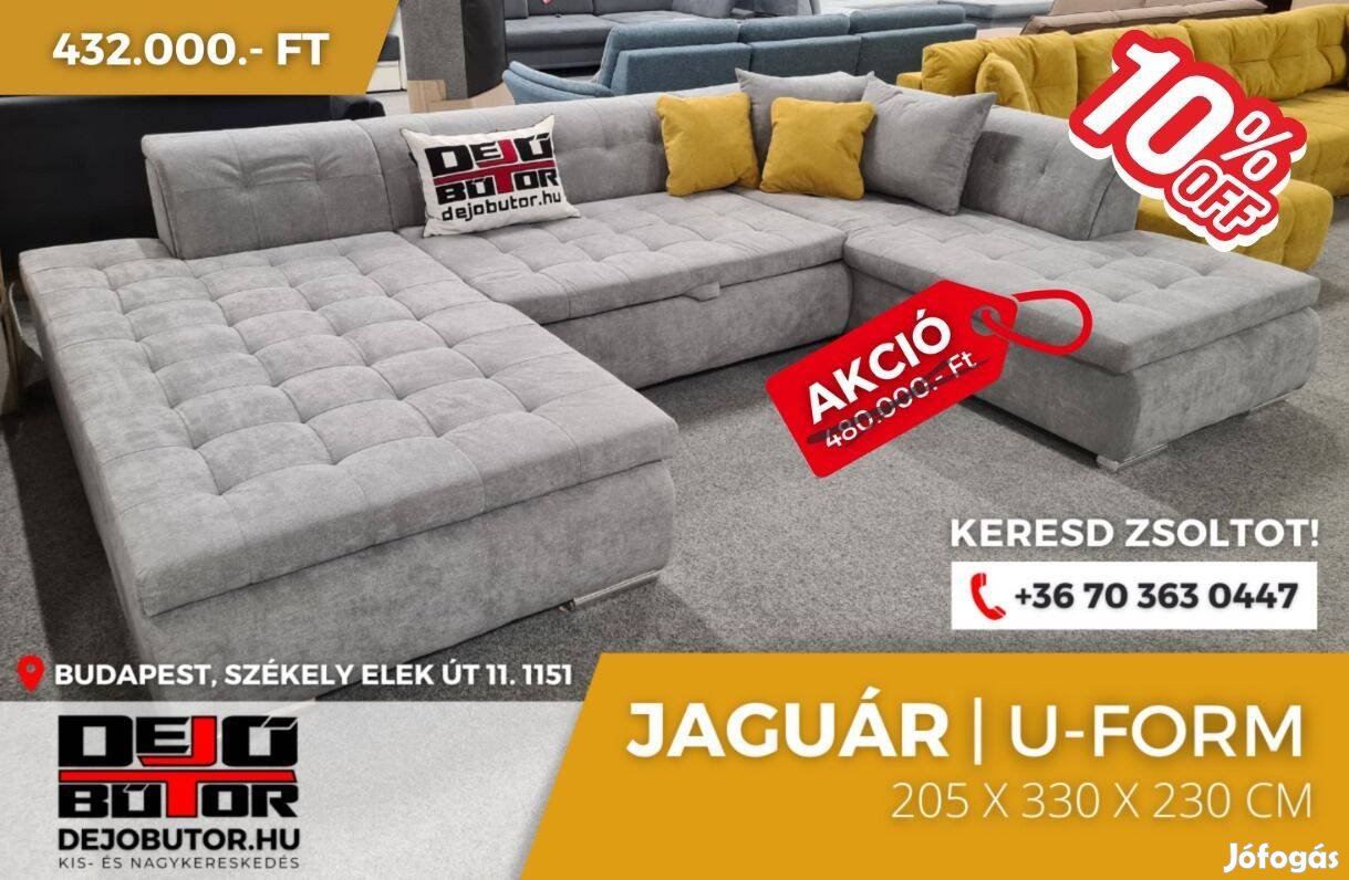 Jaguár sarok kanapé ülőgarnitúra 205x335x235 cm ualak gray