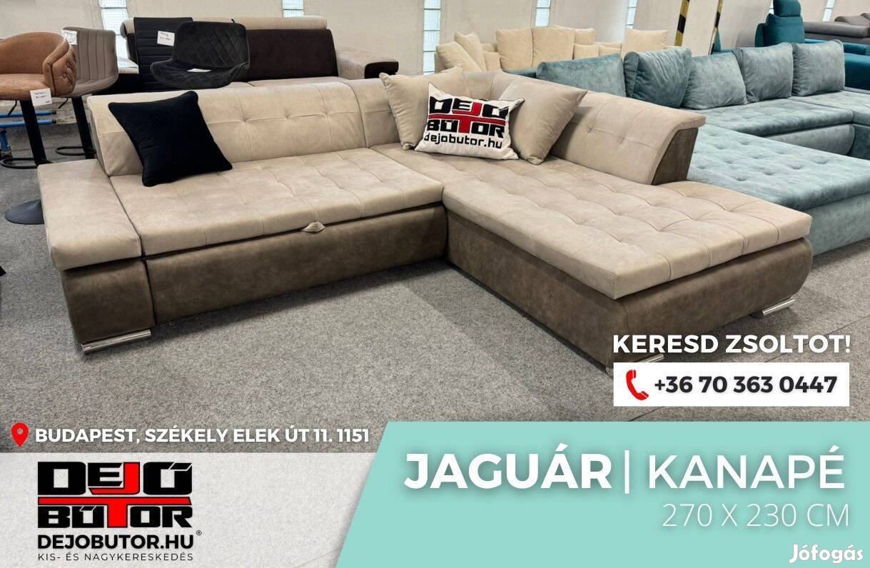 Jaguár sarok kanapé ülőgarnitúra 270x230 cm ágyazható bézs drapp