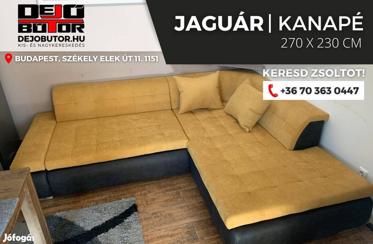 Jaguár sarok kanapé ülőgarnitúra fix hátfal szivacsos 270x230 cm