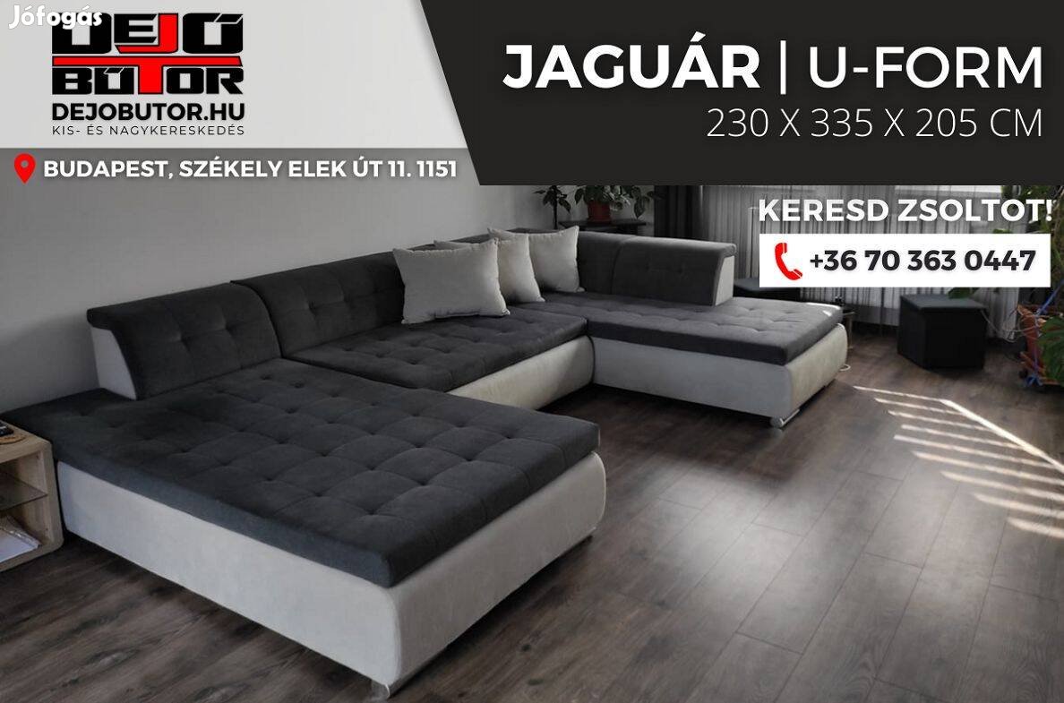 Jaguár sarok párnás kanapé ülőgarnitúra 205x335x230 cm ualak fekete