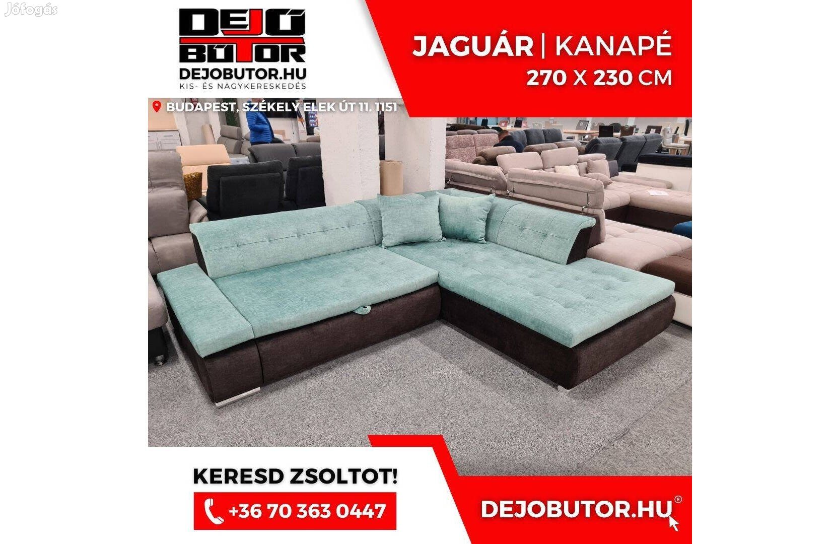 Jaguár sarok prémium kanapé ülőgarnitúra 270x230 cm szivacsos kék