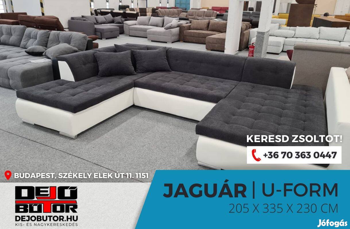 Jaguár sarok szivacsos kanapé ülőgarnitúra 230x335x205 cm ualak fekete