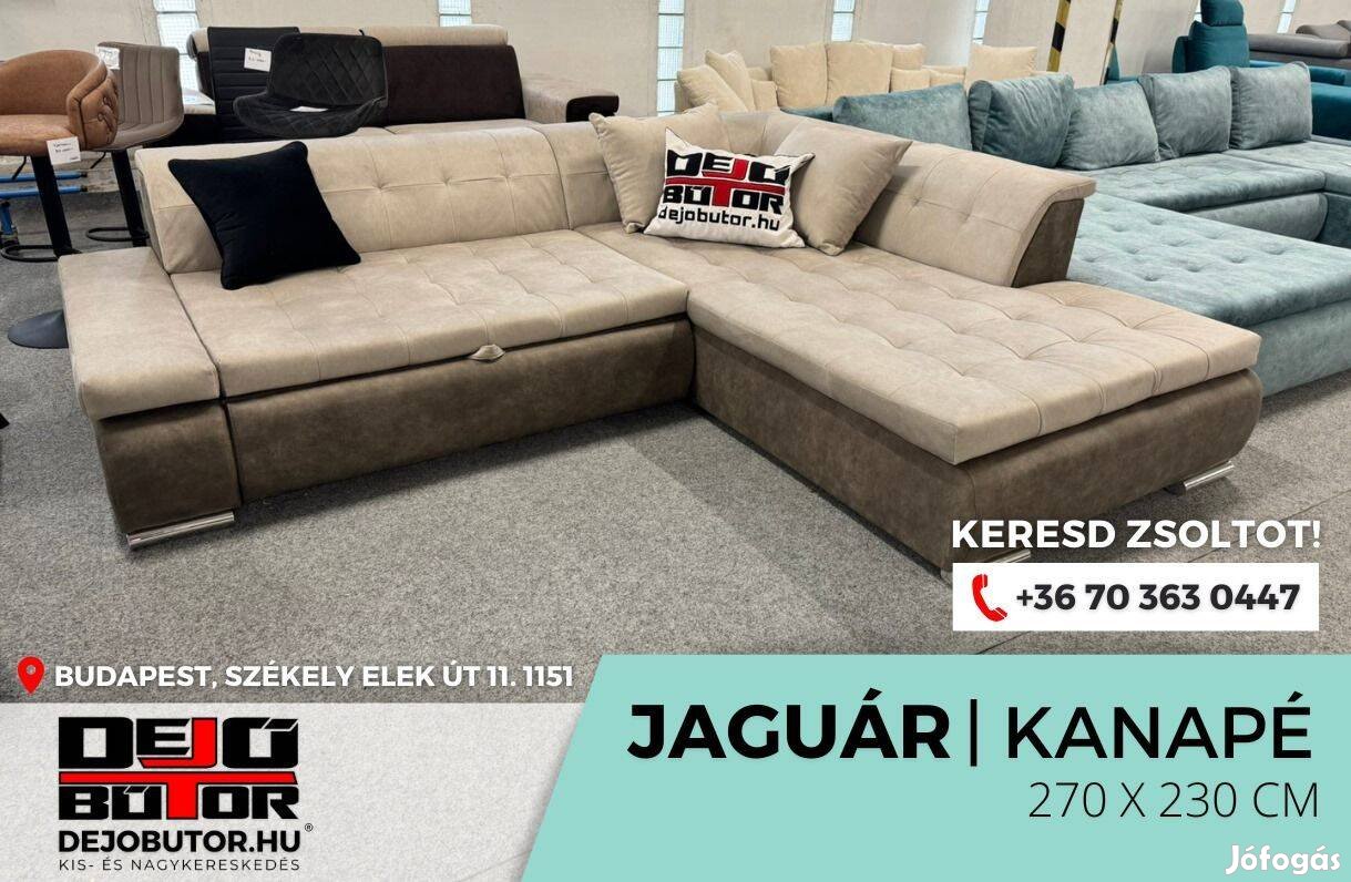 Jaguár szivacsos sarok kanapé ülőgarnitúra 270x230 cm ágyazható krém