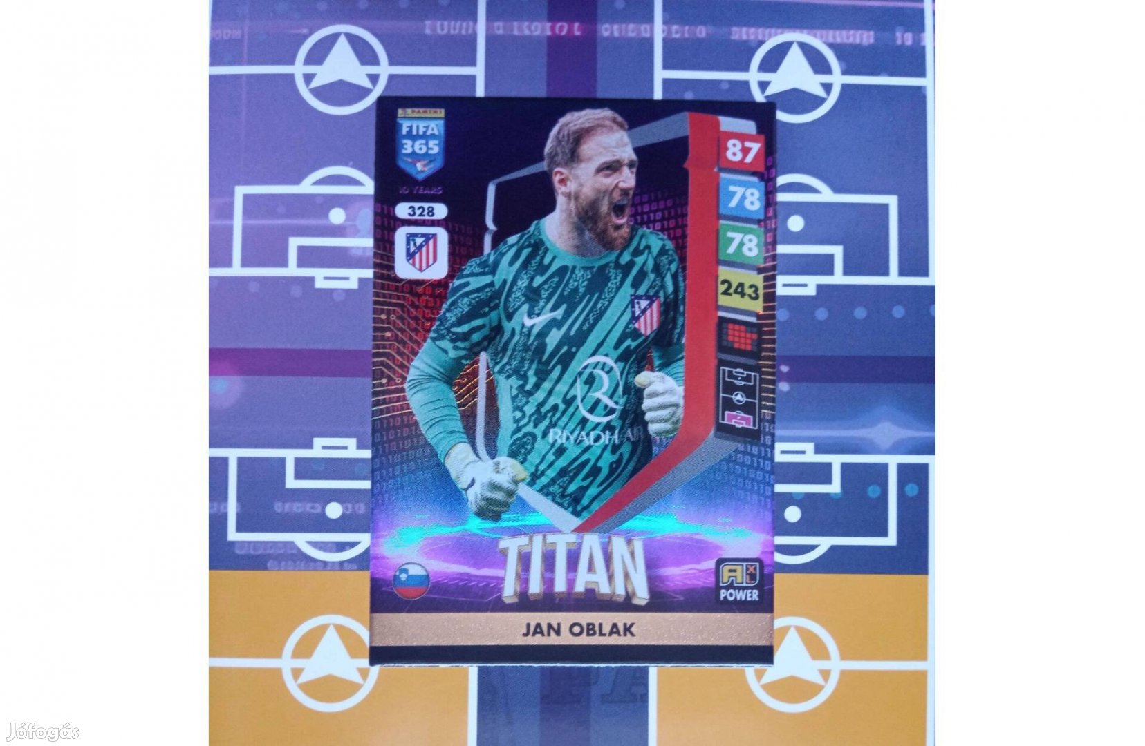 Jan Oblak (Atlético Madrid) Panini Fifa 365 2025 Titan focis kártya