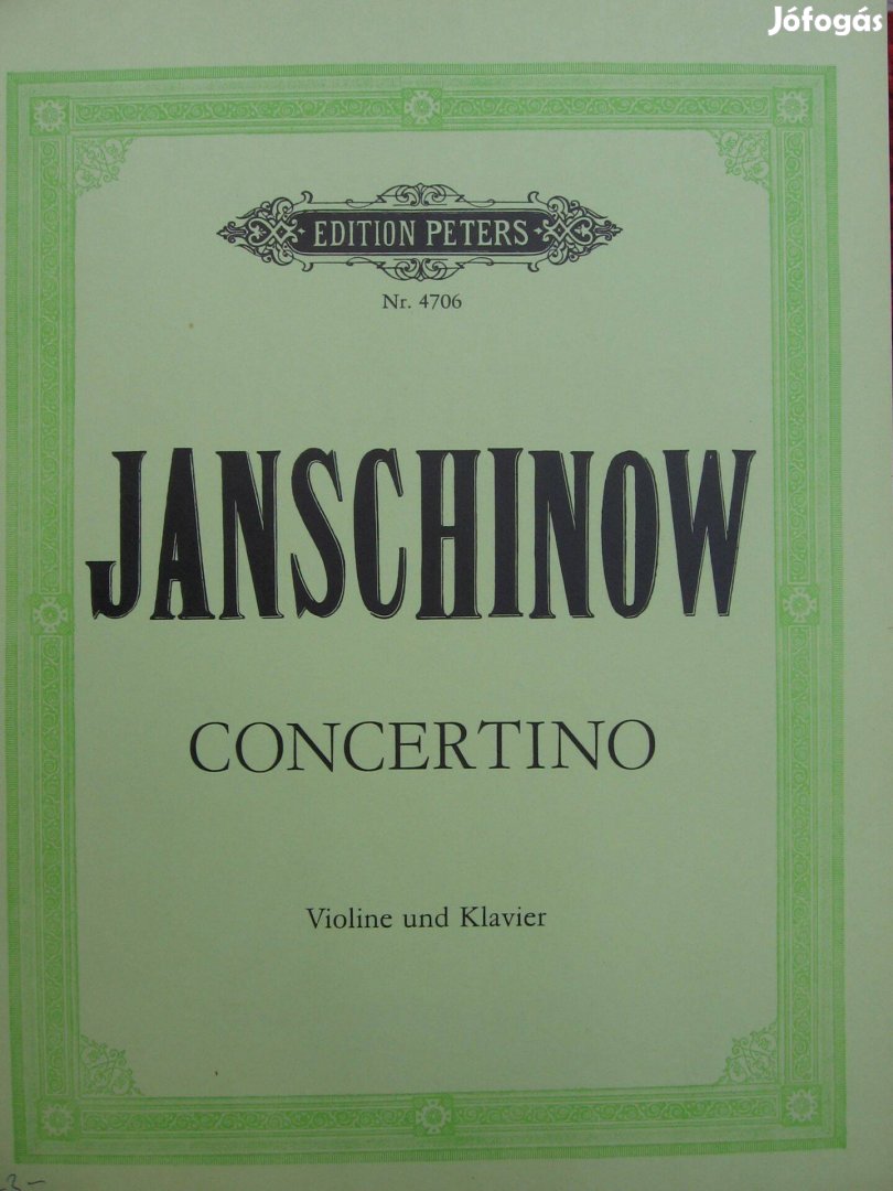 Janschinow: Concertino Op.35. hegedű kotta