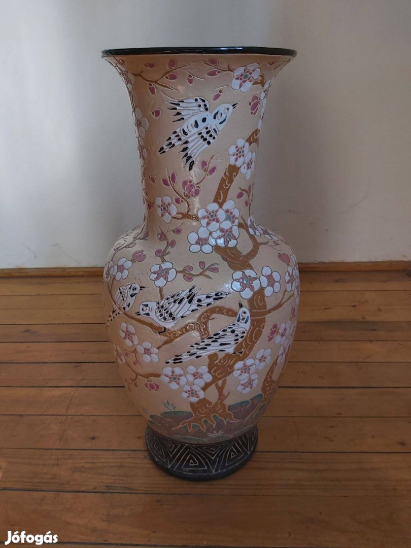 Japán, keleti motívumos padló váza, álló váza