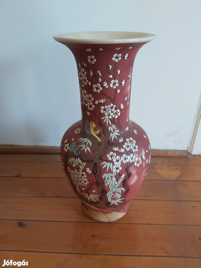 Japán, vietnámi (?) , keleti motívumos padlóváza, álló váza