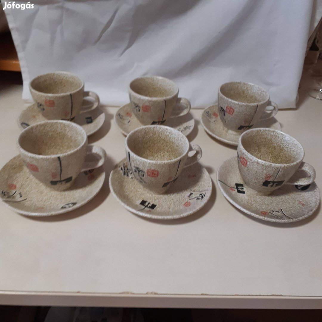 Japán kerámia kávés, teás szett 6 személyes