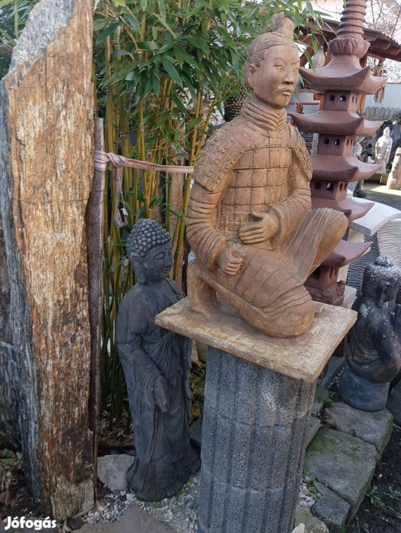 Japán kertépítő elem Kínai Katona Kő szobor Nagy 72cm műkő