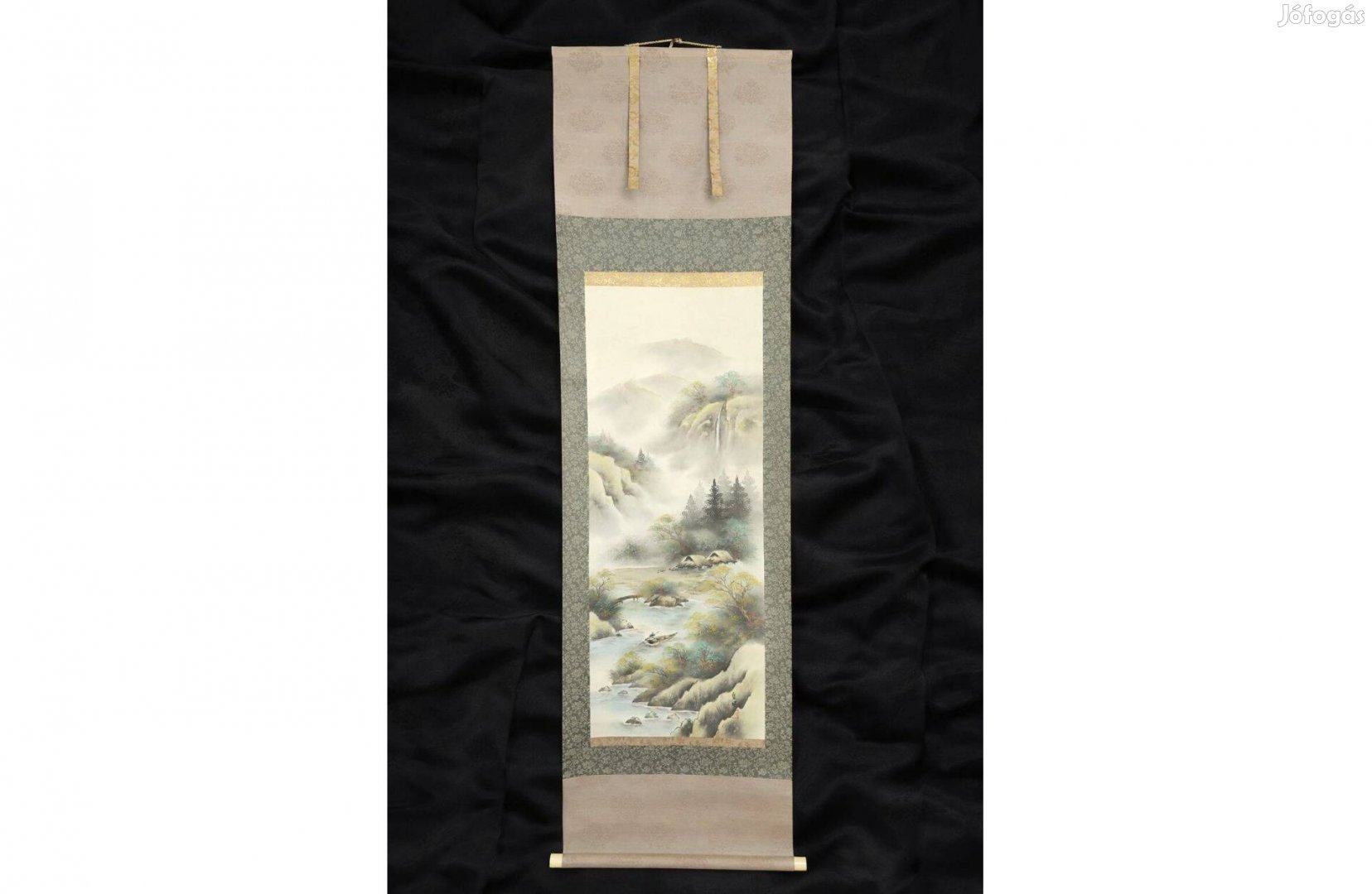 Japán kézzel festett kakejiku, Sansui tájkép selyem alapon