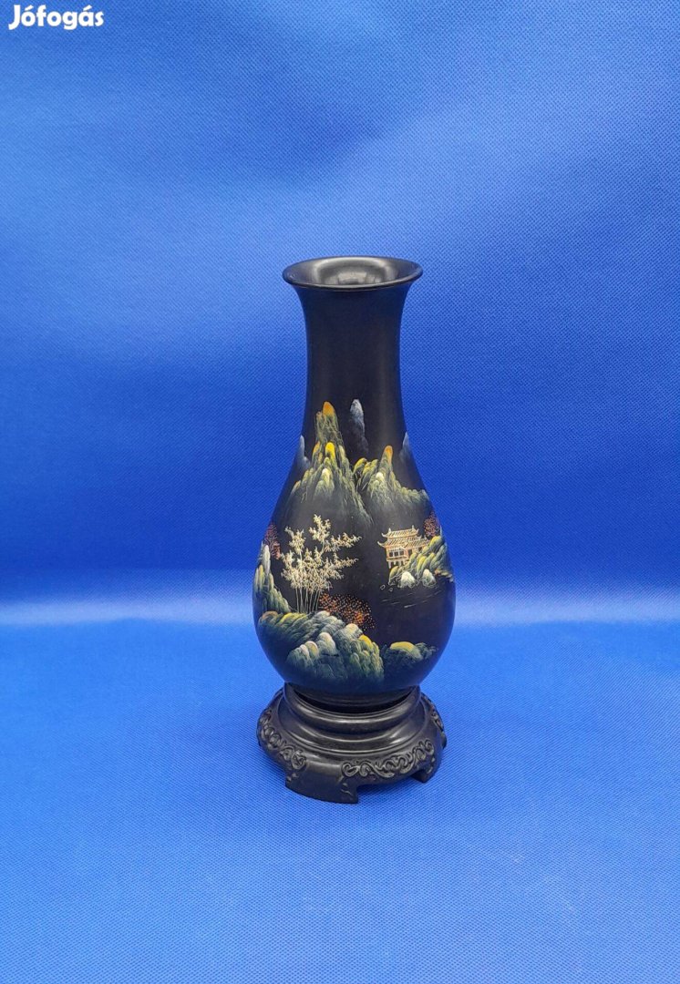 Japán mintás fa váza