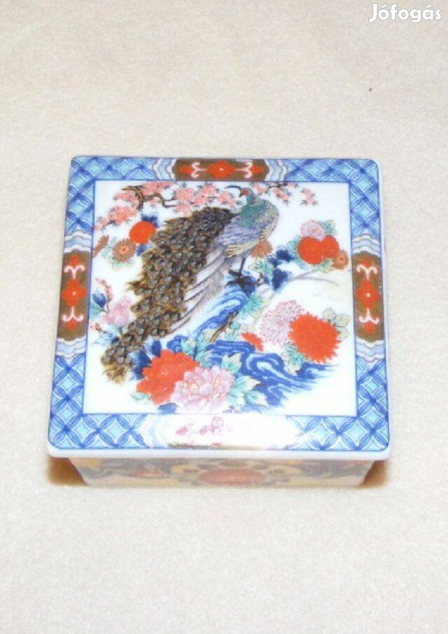 Japán pávás porcelán bonbonier