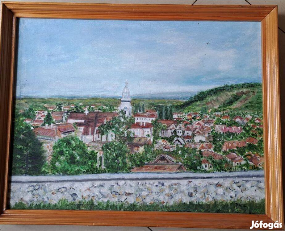 Járitz Józsa : Város.Olaj,vászon. Mérete: 50x65 cm