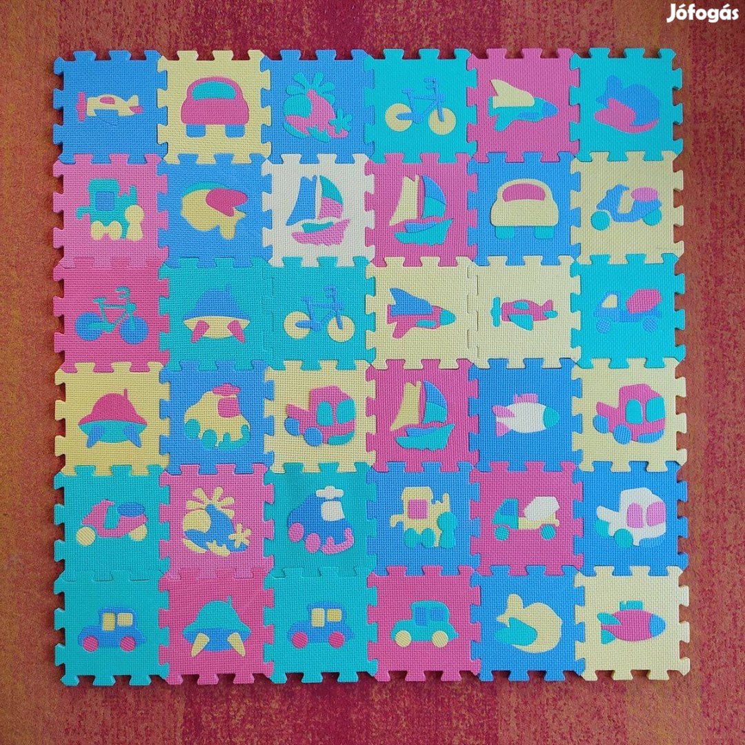 Jármű habtapi szőnyeg puzzle kirakós játszószőnyeg 92 x 92