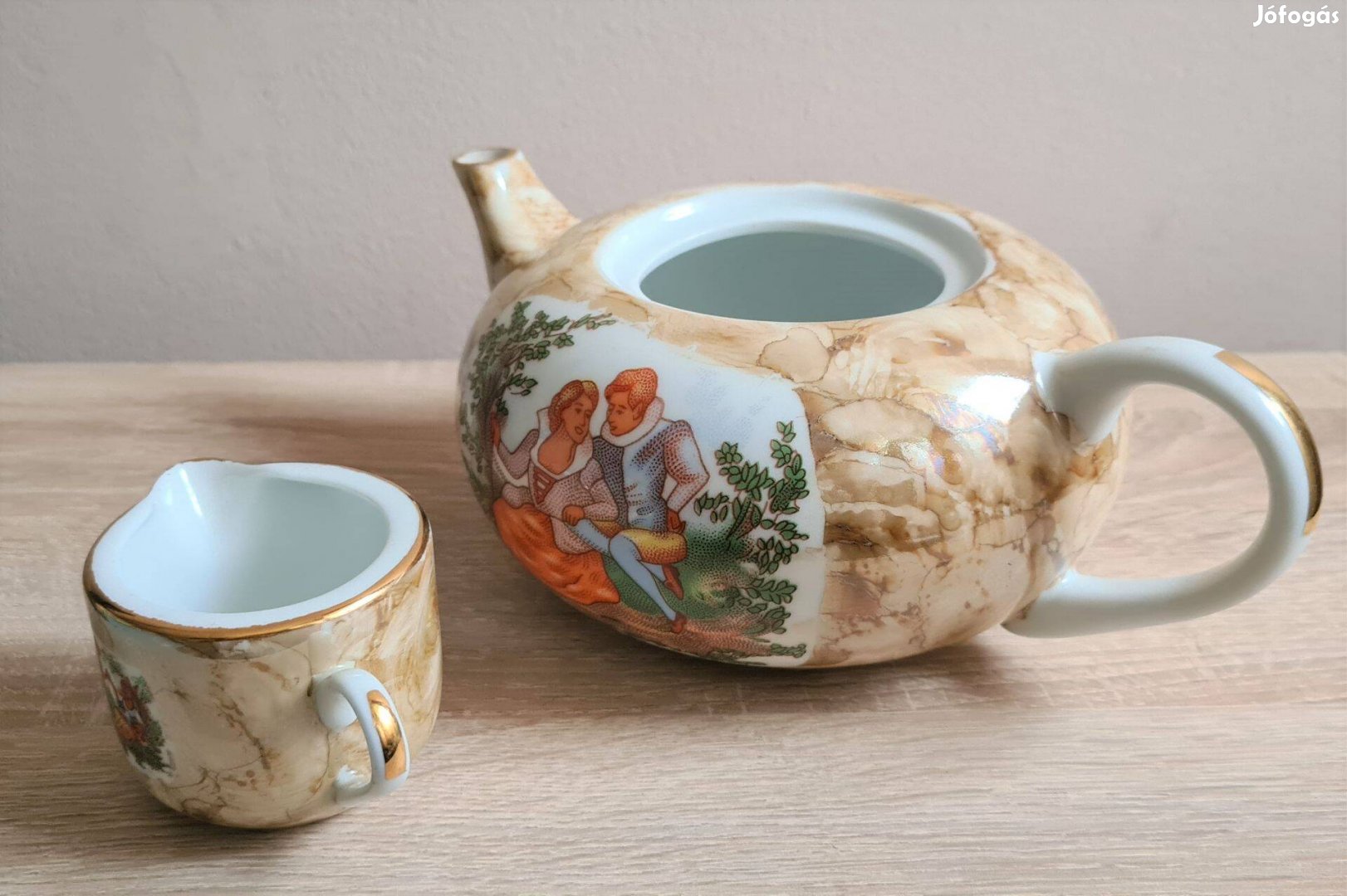 Jarolina porcelán tea kávé készlet kanna és kiöntő