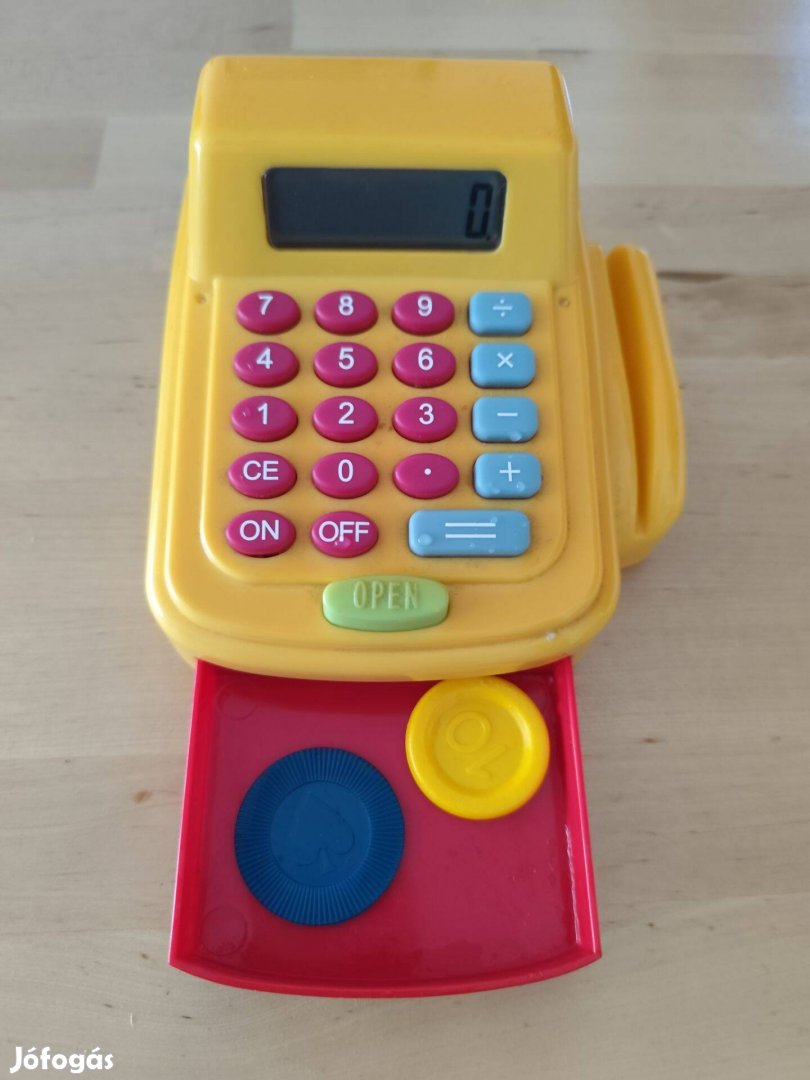 Játék pénztárgép fiókkal, kártyaleolvasóval, élő kijelzővel