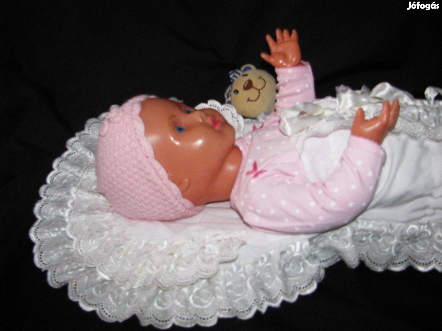 Játékbaba élethű, 56 cm, gyönyörű, új minden, álomszép pólyás