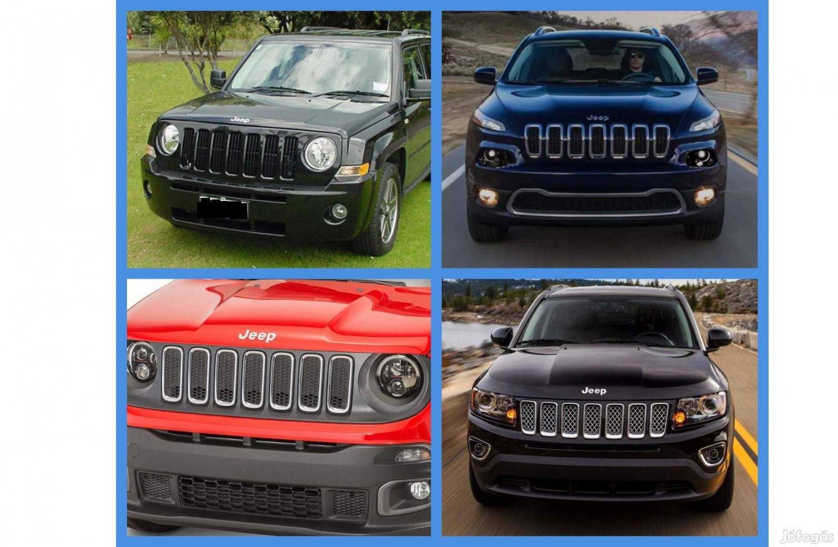 Jeep lámpa, lökhárító részei, Renegade, Compass, Cherokee, Patriot