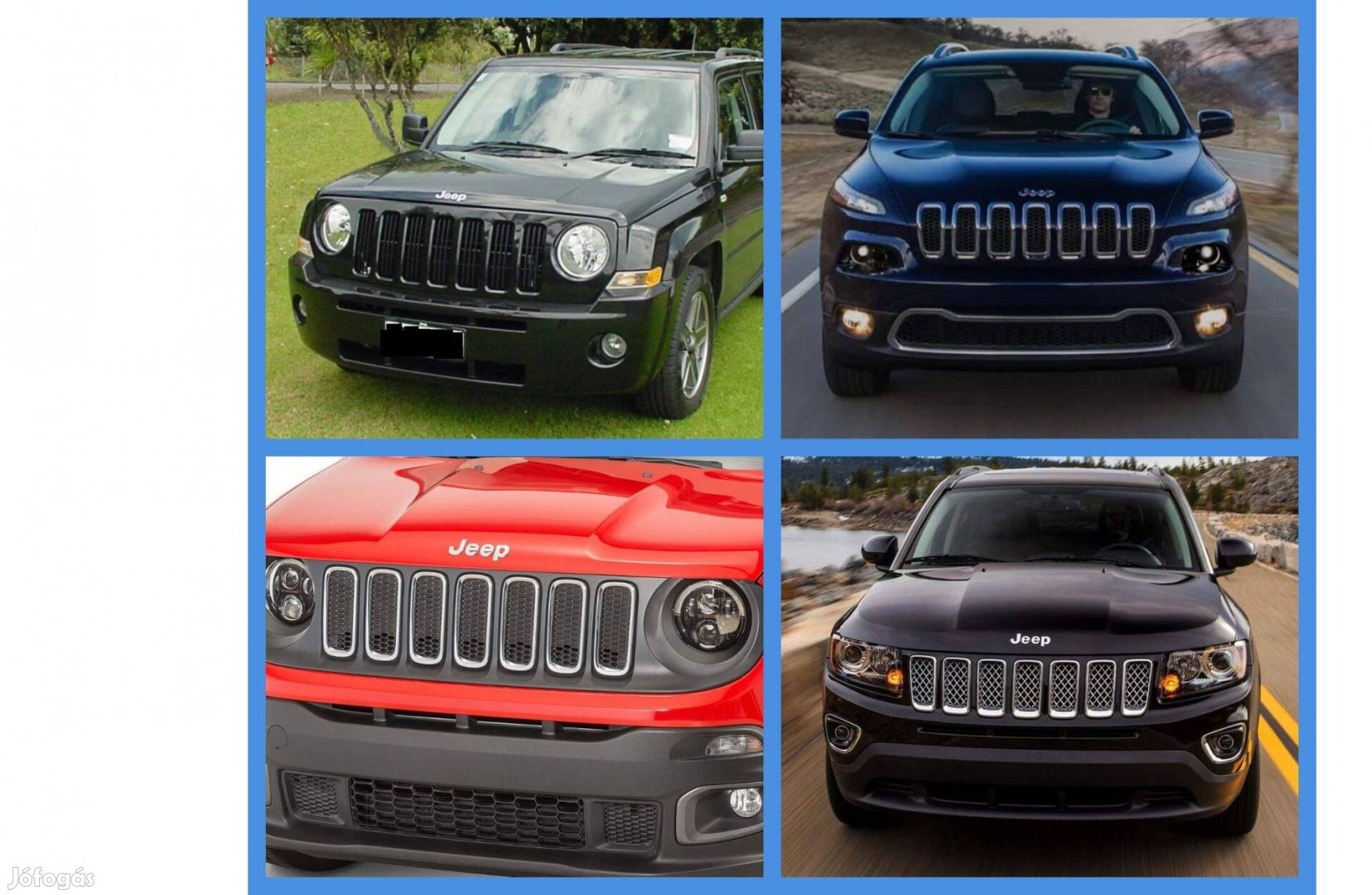 Jeeps lámpa, lökhárító részei, Renegade, Compass, Cherokee, Patriot