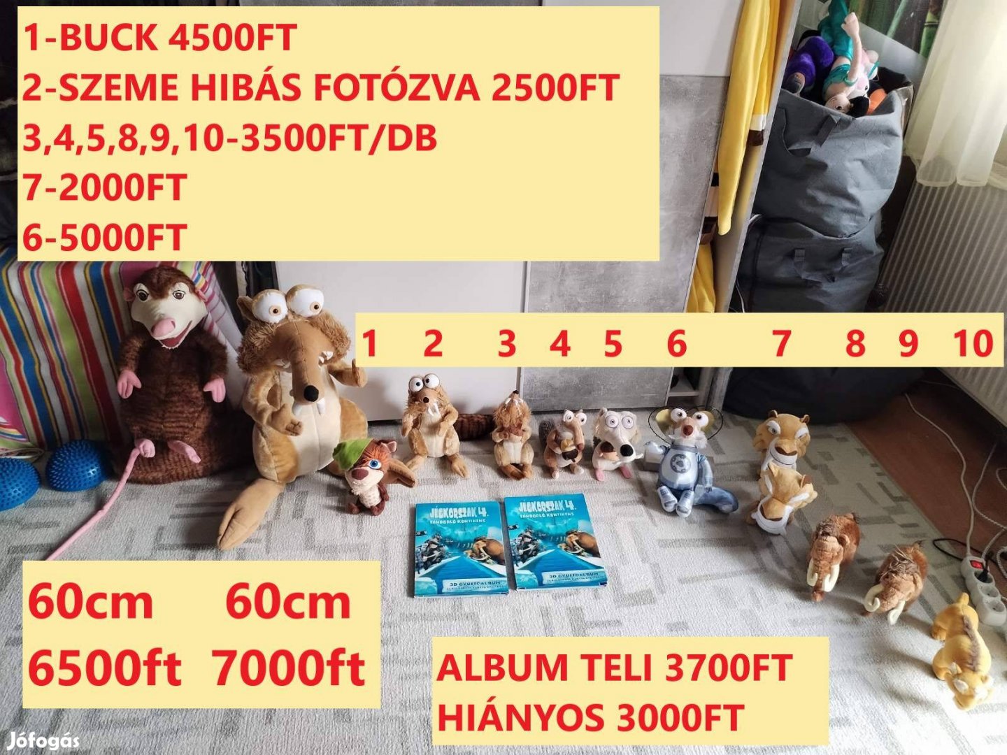 Jégkorszak Plüss MANY Oposszum Motkány Buck SID